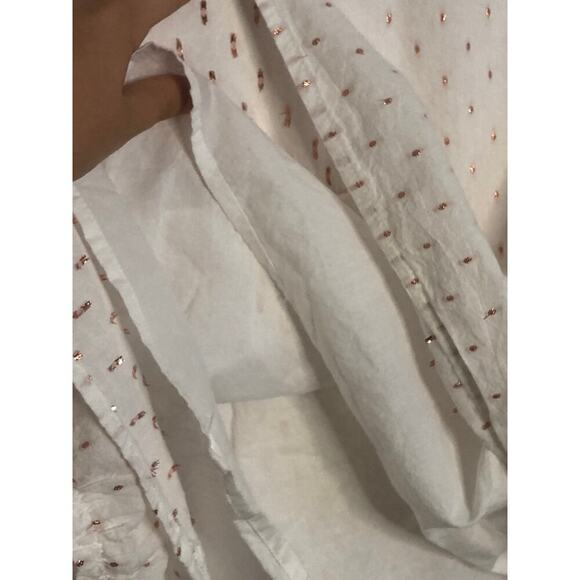 GAP Kids White & Rose Gold Ruffle Sleeve Peplum Blouse - Kids XXL (14/16) - Picture 4 of 6